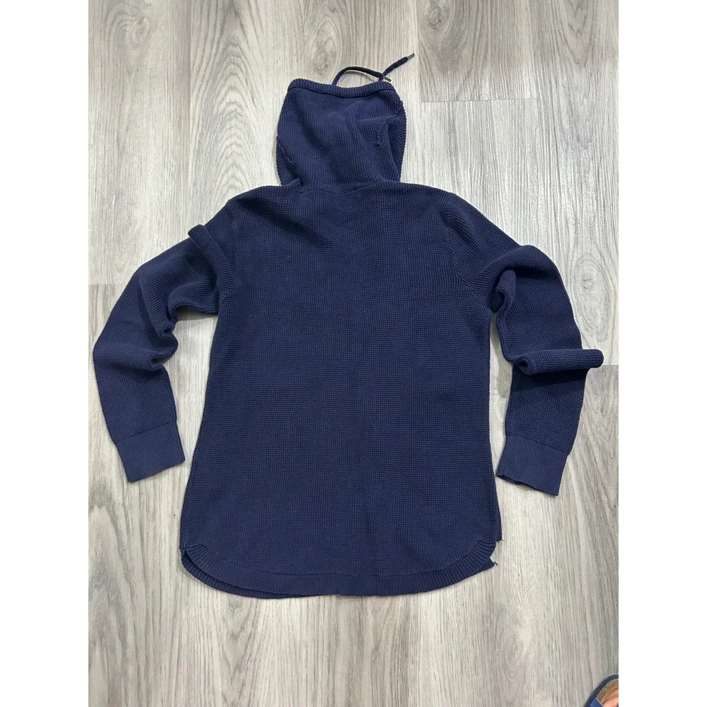 Lauren Ralph Lauren Navy Blue Waffle Knit Cowl Neck Drawstring Sweater‎ Womens M